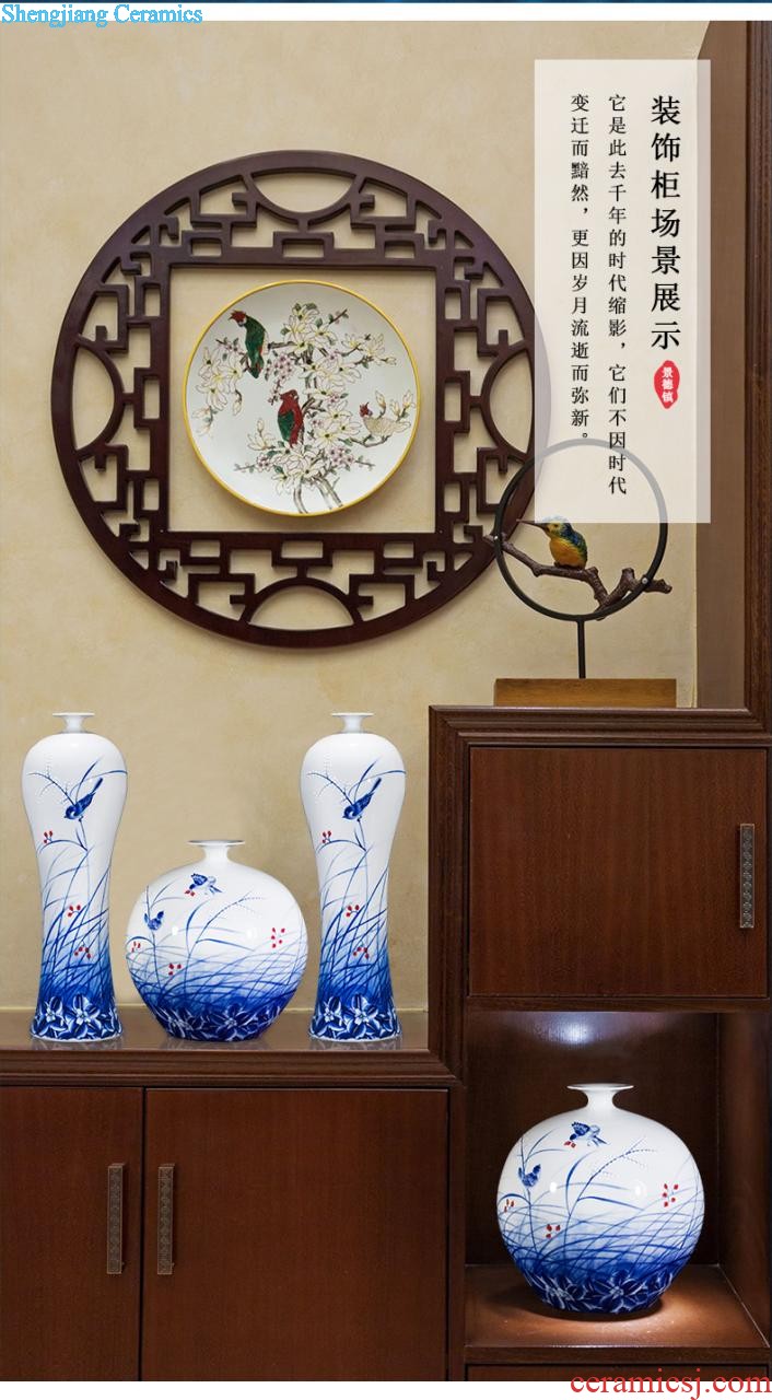 New Chinese style hand-painted vases furnishing articles color ink landscape after classical household three-piece adornment flower arranging jingdezhen ceramics