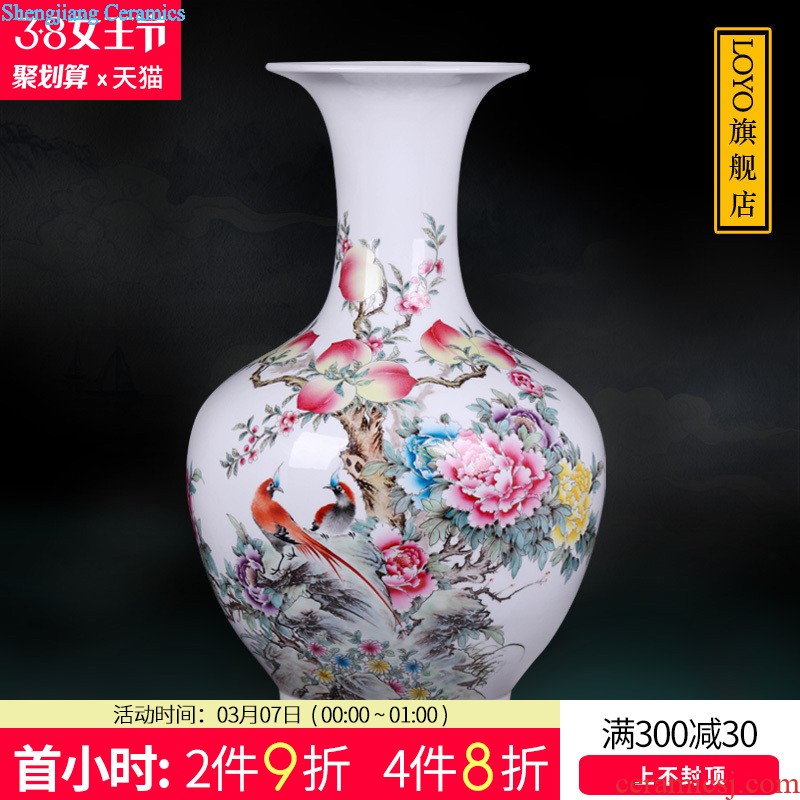 Jingdezhen ceramics flower arranging decorative furnishing articles Hand painted pastel kam tong wealth vase Chinese arts and crafts sitting room