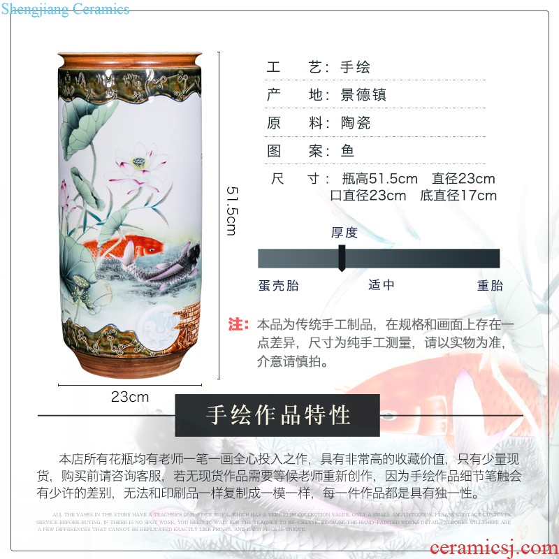 New Chinese style household hand-painted jingdezhen ceramics powder enamel paint painting of flowers and vase TV ark sitting room adornment is placed