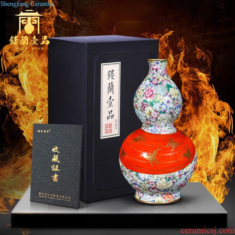 Jingdezhen ceramics hand-painted pastel wealth of large vases, new Chinese style living room flower arranging home furnishing articles