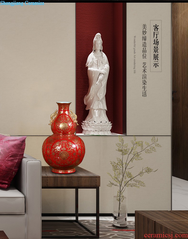 Jingdezhen ceramics furnishing articles hand-painted CV 18 red vase in the living room TV ark decoration large arranging flowers