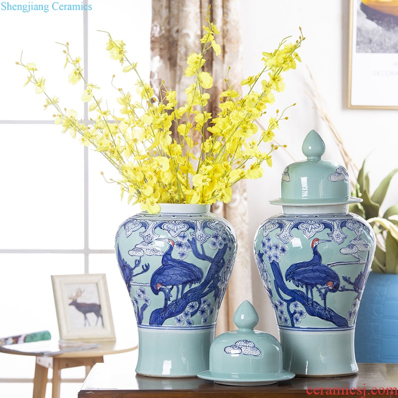 Jingdezhen ceramic hand-painted quiver vase Chinese painting and calligraphy cylinder scroll cylinder sitting room ground adornment is placed the study