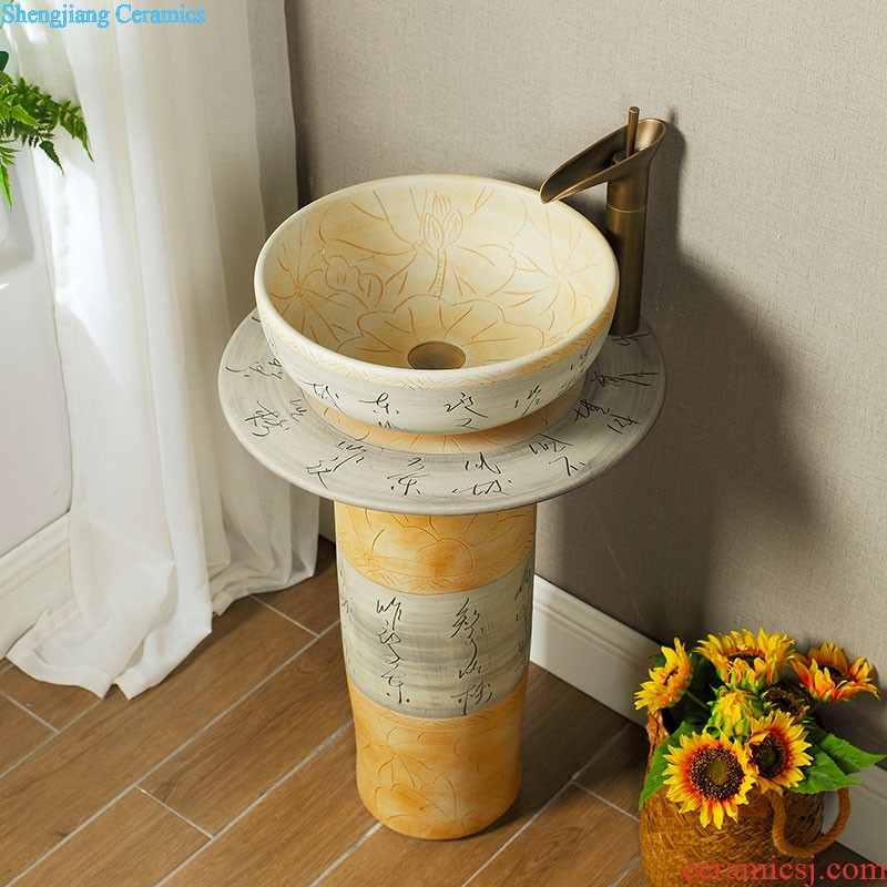 Koh larn qi ceramic column basin sink console art to a whole basin bathroom pillar type lavatory