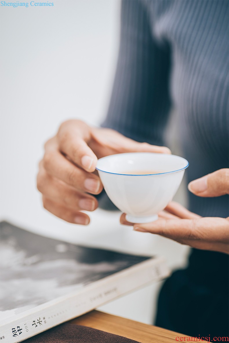 White porcelain hand-painted ceramic tea cup sample tea cup single kung fu tea set jingdezhen pure manual master cup small tea cups