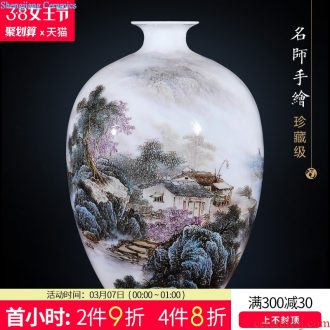 Jingdezhen ceramic vase landing large landscape wax gourd bottle of new Chinese style hotel villa sitting room adornment is placed