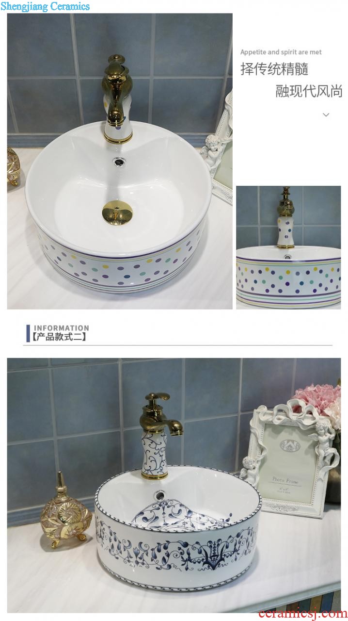 European rose stage basin rectangle ceramic household bowl lavatory basin sink art Mosaic gold sink