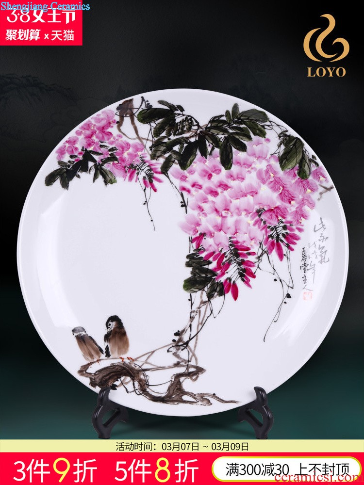 Jingdezhen ceramics Dong-ming li shan, porcelain plate painting decoration Home sitting room hotel crafts