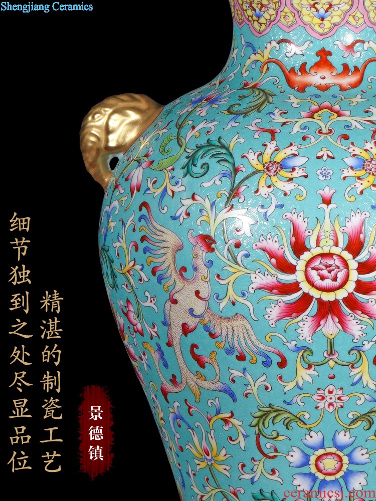 Jingdezhen ceramics vase imitation qing qianlong enamel paint life of binaural statue of Chinese style household furnishing articles offered the dragon king