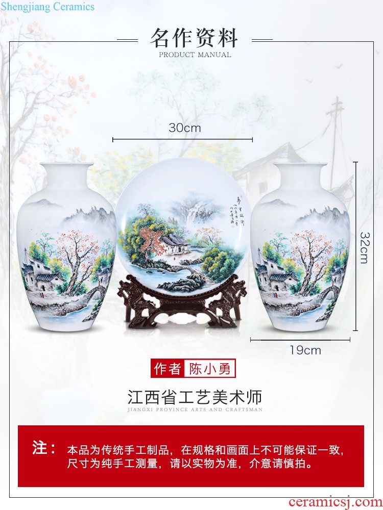 Jingdezhen chinaware decorative sit hang dish plate blooming flowers home sitting room adornment desktop furnishing articles