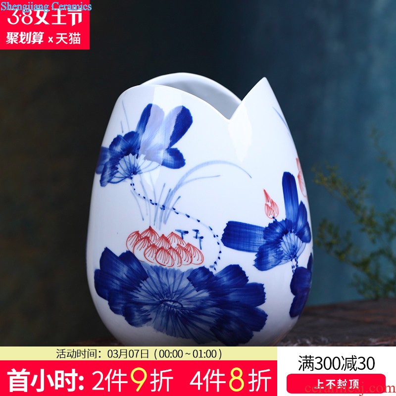 Jingdezhen ceramics vase furnishing articles pastel landscape flower arranging, new Chinese style household living room TV ark adornment