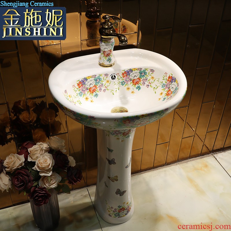 Gold cellnique ceramics pillar lavabo european-style balcony art basin floor household bathroom sink