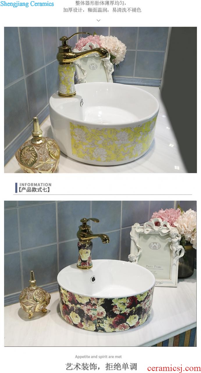 European rose stage basin rectangle ceramic household bowl lavatory basin sink art Mosaic gold sink