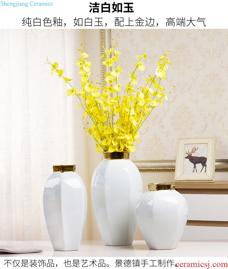 Jingdezhen ceramic blue vase Nordic furnishing articles European sitting room dry flower arranging flowers soft outfit decoration decoration TV ark