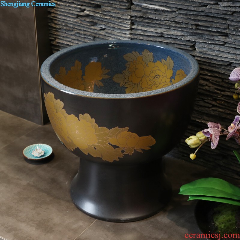 Gold cellnique mop pool basin black round mop pool outdoor balcony ceramic mop mop pool floor