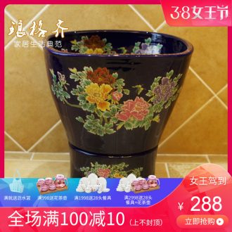 Koh larn, qi ceramic sanitary ware of toilet stage basin sink toilet lavatory basin hand-painted plum blossom