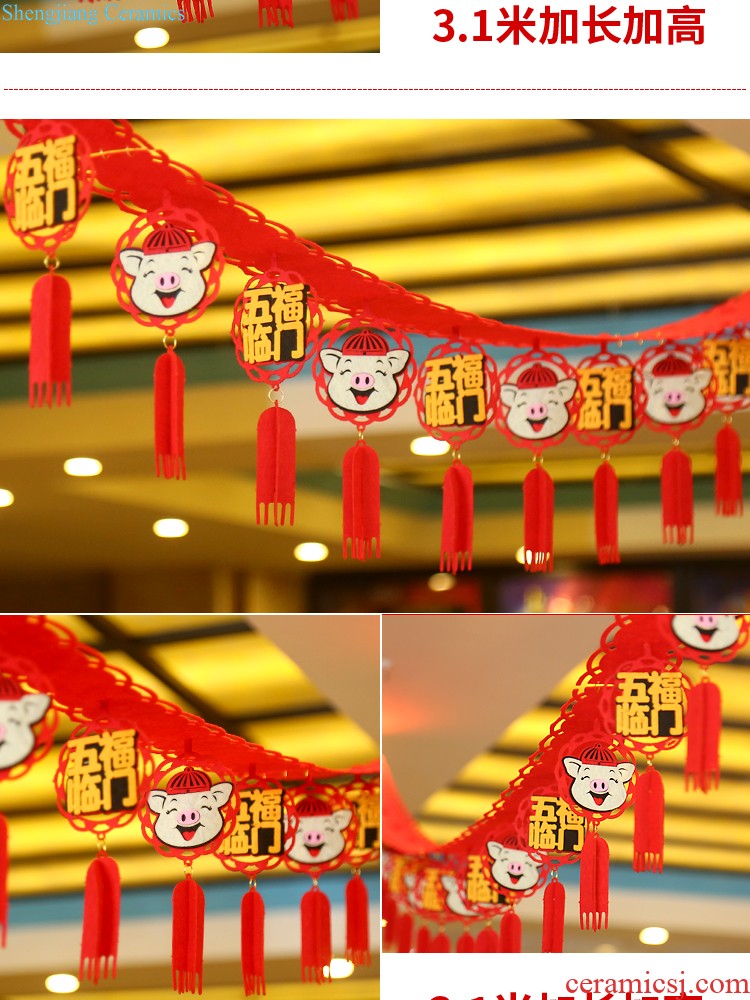 Spring Festival couplet flocking couplet 2.2 meters 2019 year of pig decor items moved into New Year couplet