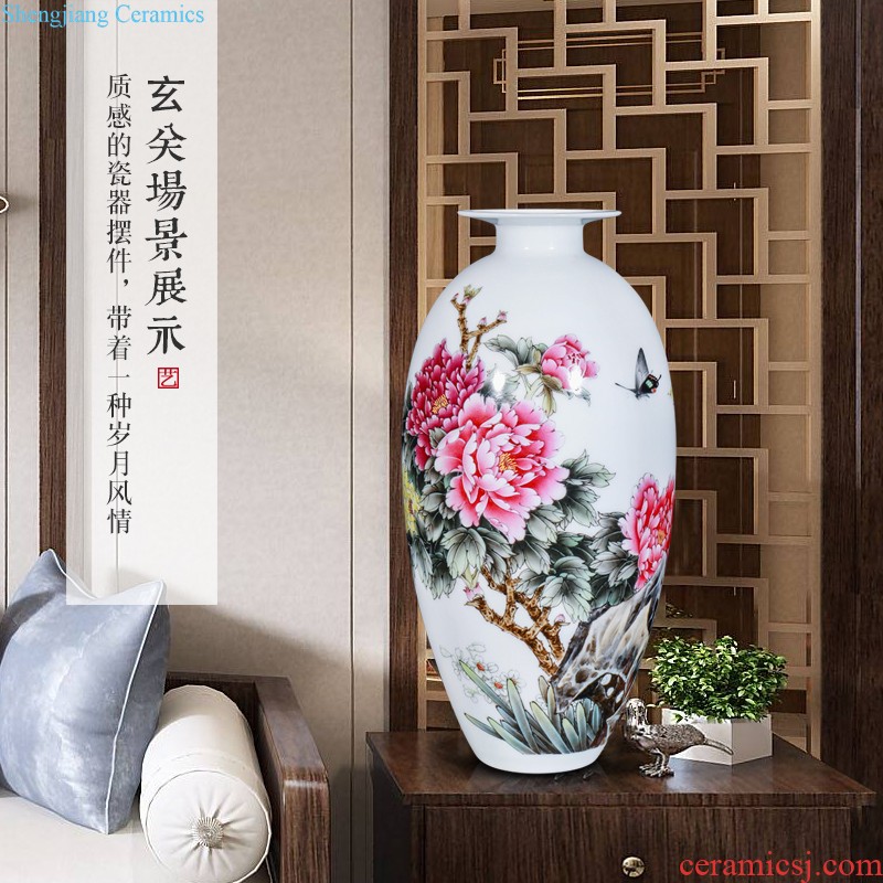 Jingdezhen ceramics hand-painted flower vase new sitting room porch TV ark decoration of Chinese style household furnishing articles furnishing articles