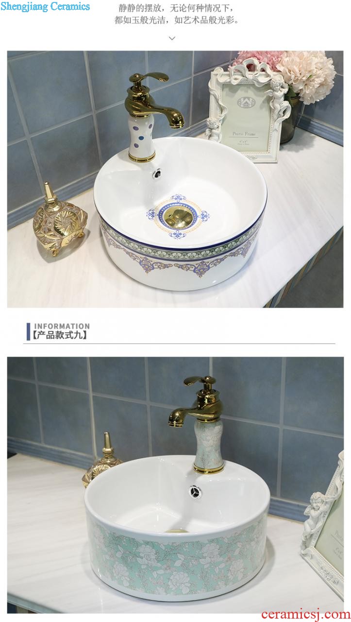 European rose stage basin rectangle ceramic household bowl lavatory basin sink art Mosaic gold sink