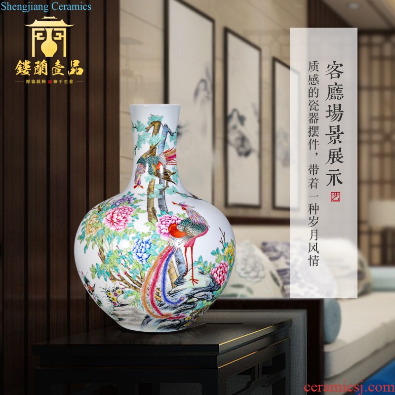 Jingdezhen ceramics hand-drawn square painting of flowers and household decoration as collection of new Chinese style antique vase furnishing articles