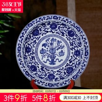 Jingdezhen ceramic floor large vase New Chinese style blue and white porcelain dragon bottle of home sitting room adornment is placed