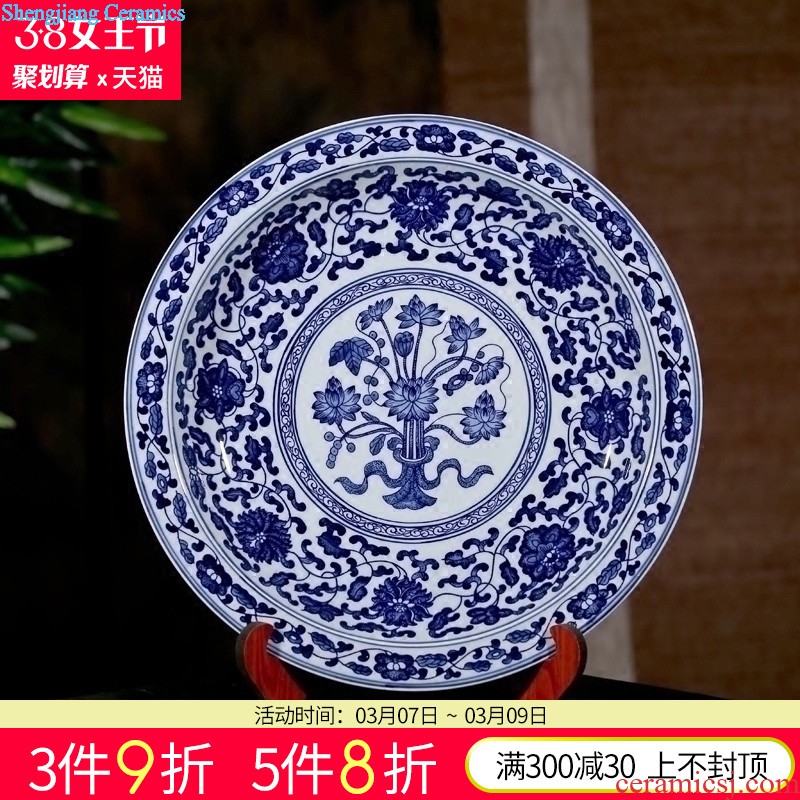 Jingdezhen ceramic floor large vase New Chinese style blue and white porcelain dragon bottle of home sitting room adornment is placed