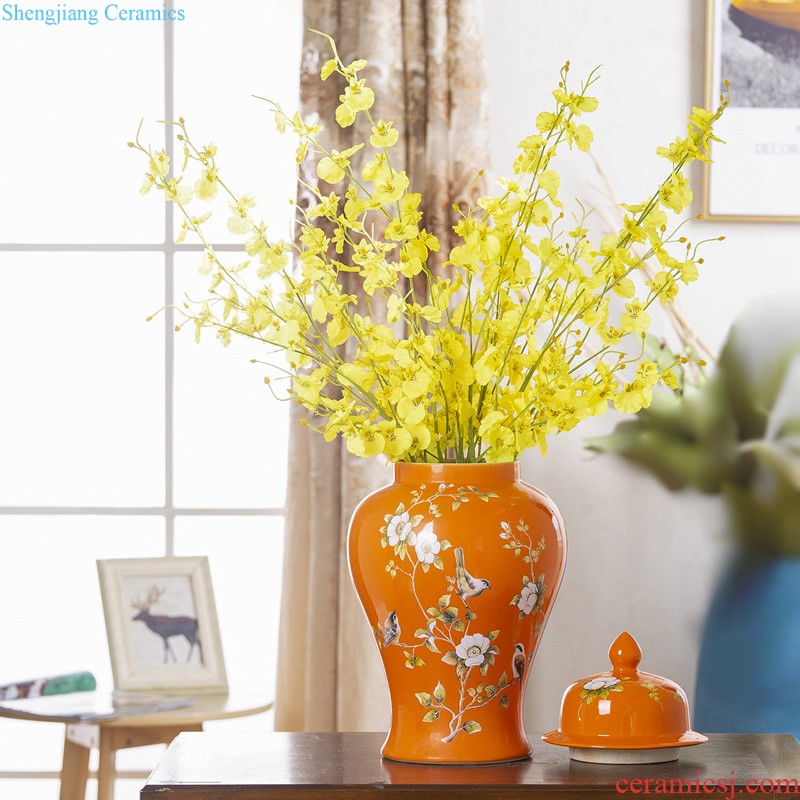 Jingdezhen ceramics hand-painted modern new Chinese vase flower arrangement sitting room home furnishing articles on your table