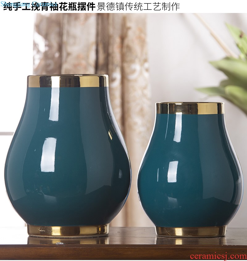 Jingdezhen ceramics hand-painted painting of flowers and pottery vases, sitting room of new Chinese style household decorations with cover pot furnishing articles