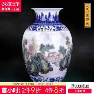 Jingdezhen ceramics flower decorations Famous creation of three figure New Chinese style household furnishing articles in the living room