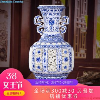 Jingdezhen ceramics festival 379 Chinese red the lad landing big vase decoration porcelain porcelain furnishing articles