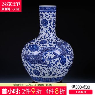 Jingdezhen ceramics Archaize bucket color landscape of blue and white porcelain vase flower implement Chinese style living room handicraft furnishing articles