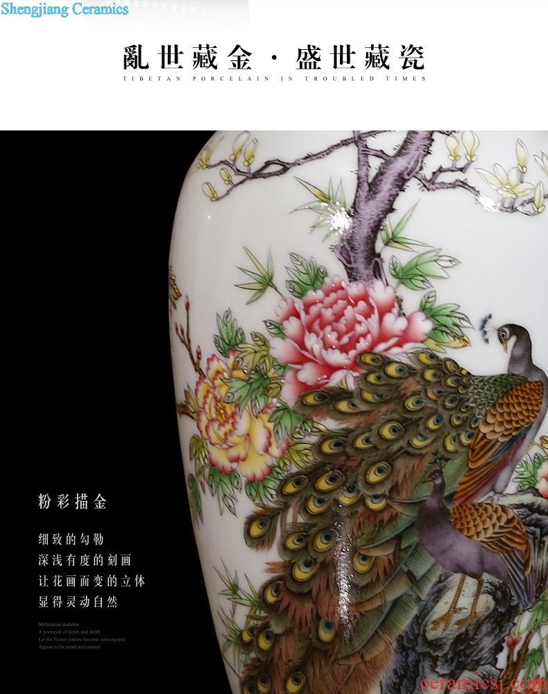 Jingdezhen ceramics vase household hand-painted yulan fragrance bottle yellow new Chinese style household adornment furnishing articles