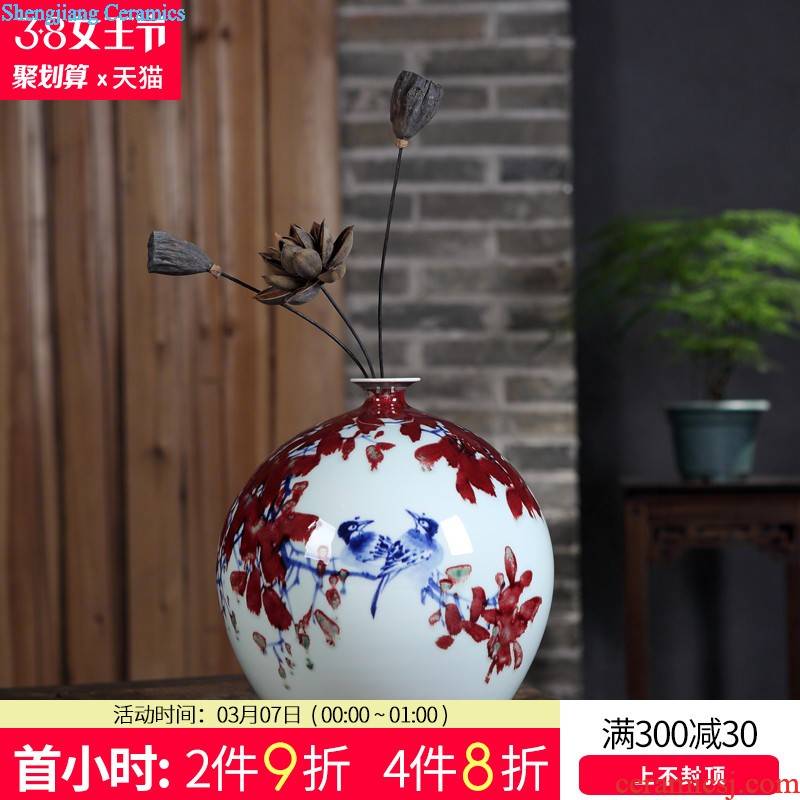 Jingdezhen ceramics vase Archaize blessing ShouMei bottle of blue and white porcelain decoration home furnishing articles in the living room