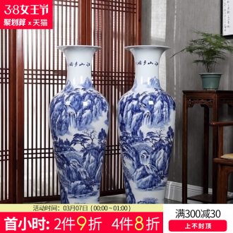 Jingdezhen ceramics vase furnishing articles Famous hand-painted landscape painting and calligraphy tube quiver new Chinese style household ornaments