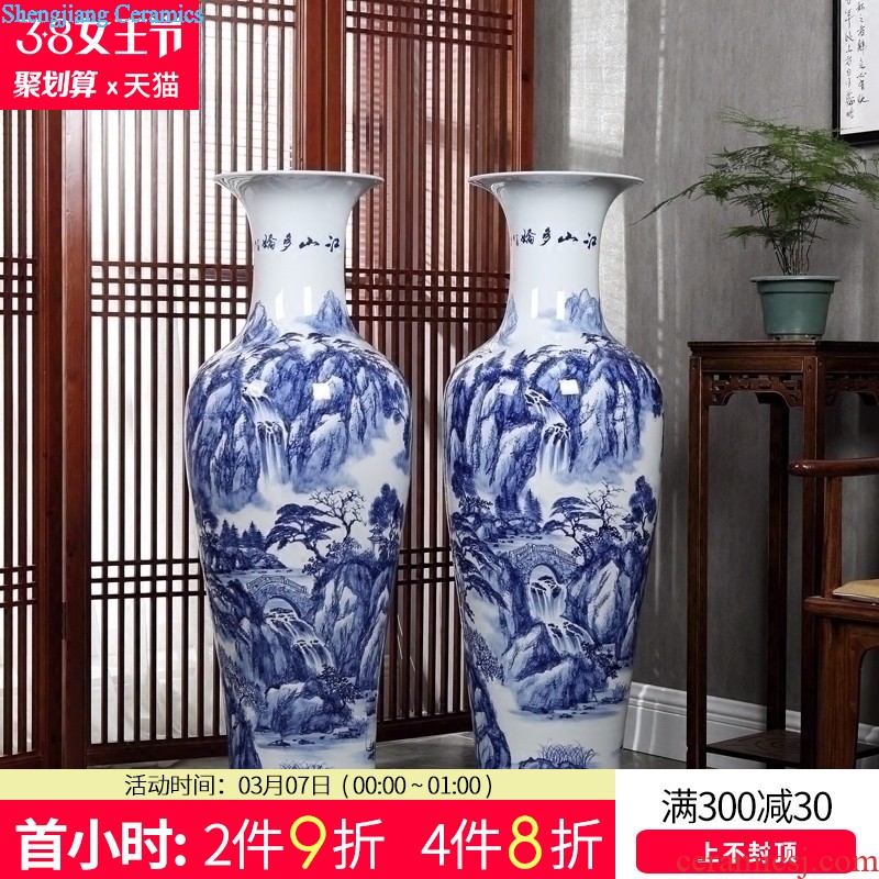 Jingdezhen ceramics vase furnishing articles Famous hand-painted landscape painting and calligraphy tube quiver new Chinese style household ornaments