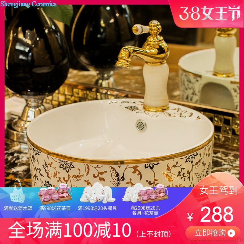 Koh larn, art ceramic toilet stage basin sink lavatory basin that wash a face Round blue glaze