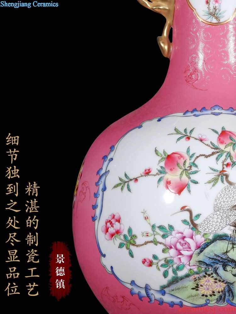 Jingdezhen ceramics imitation qing qianlong pastel kam tong prosperous fishtail vase archaize of Chinese style household act the role ofing is tasted furnishing articles