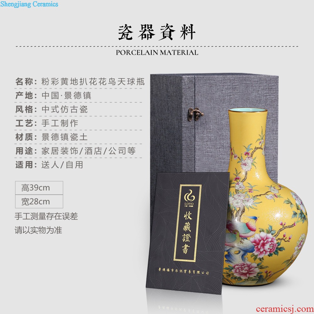 Jingdezhen ceramics imitation qing qianlong pastel willow vases, new Chinese style living room decorations furnishing articles of handicraft