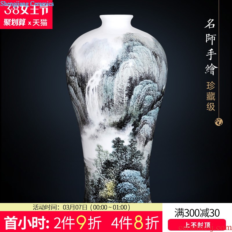 Jingdezhen ceramics vase pastel manual pick flowers flowers and birds Modern Chinese style household handicraft furnishing articles in the living room