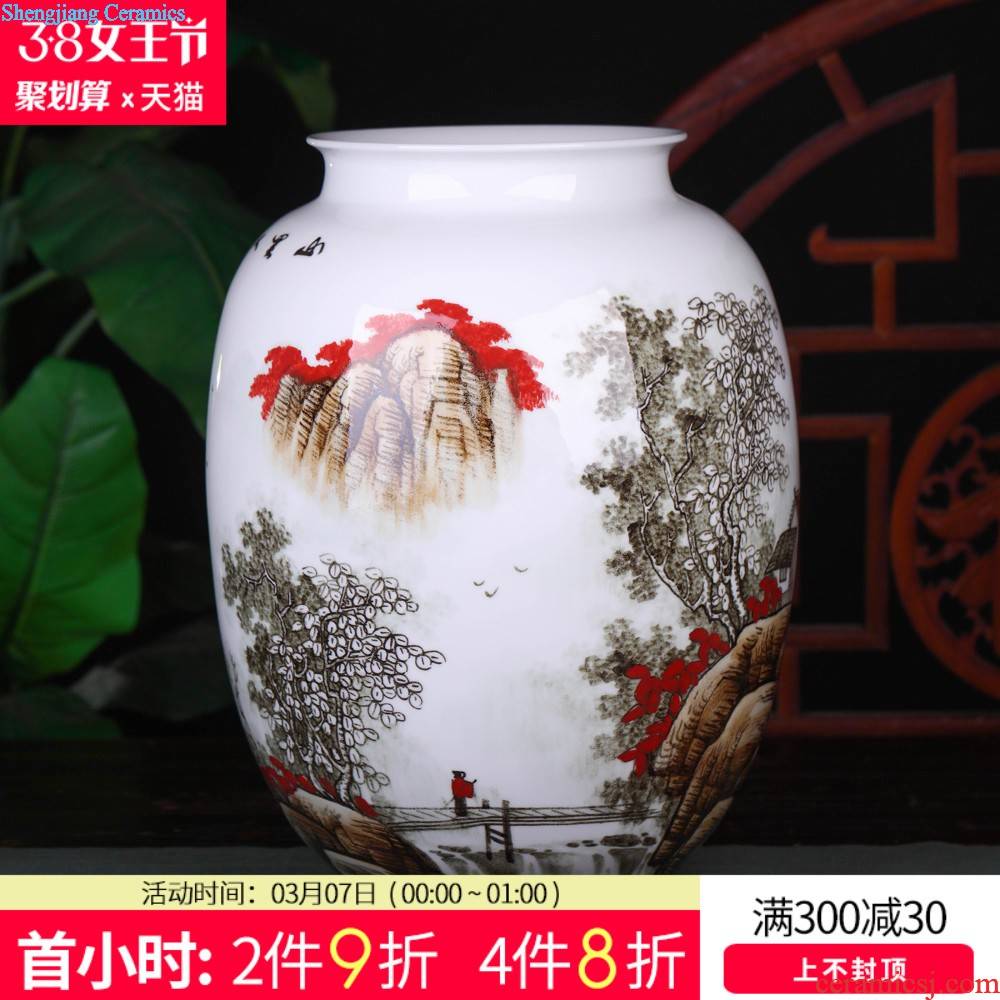 Jingdezhen ceramics furnishing articles Famous bottles hand painted yellow lotus flower implement new Chinese handicraft decoration in the living room