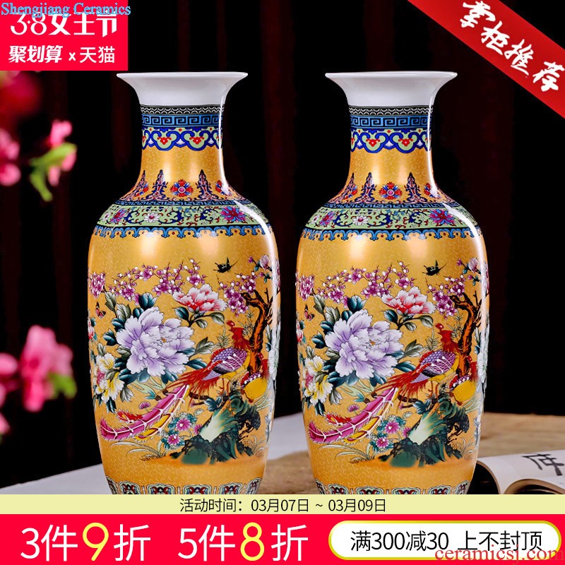 Jingdezhen ceramics hand-painted vases ChunManQianKun knife clay New Chinese style living room porch place ornament