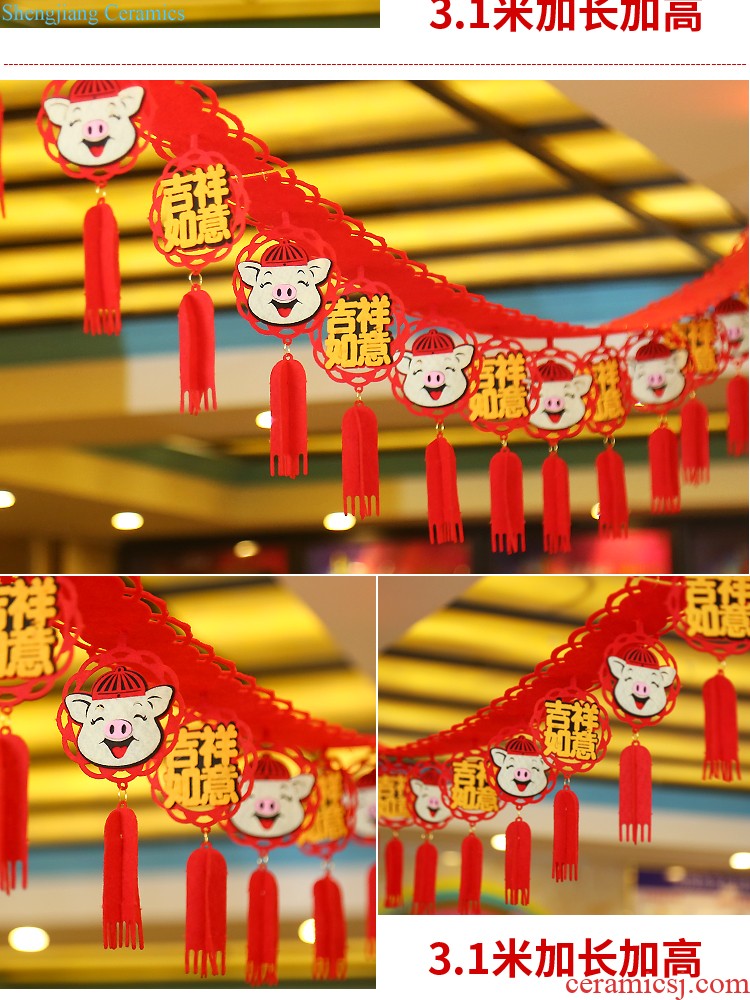 Spring Festival couplet flocking couplet 2.2 meters 2019 year of pig decor items moved into New Year couplet