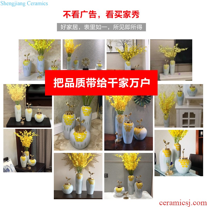 Jingdezhen porcelain vases, pottery and porcelain enamel handpainted anaglyph peony flower arranging TV ark of contemporary sitting room adornment