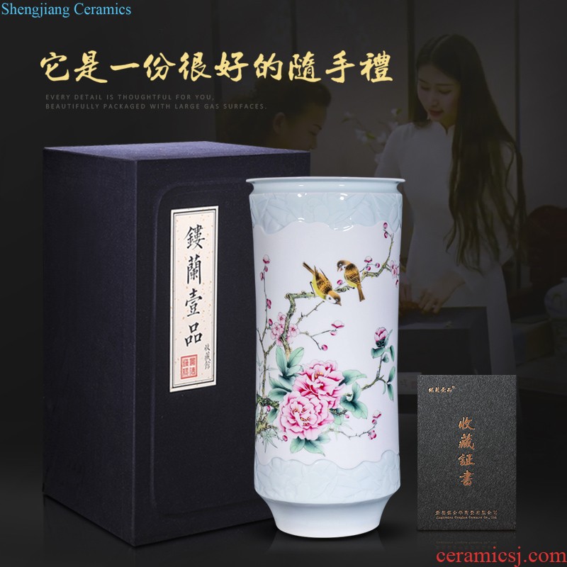 Jingdezhen ceramics hand-painted pastel scenery vases, flower arranging furnishing articles in the new home sitting room adornment collection