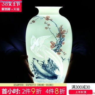 Jingdezhen ceramics Gold hand painted blue and white plum bottle vase Modern fashion and contracted sitting room handicraft furnishing articles