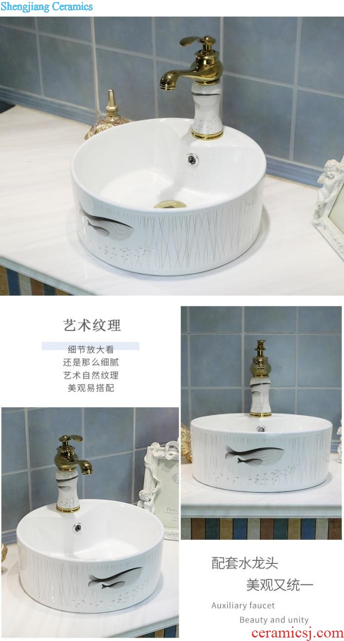 Chinese jingdezhen ceramics stage basin sink home round art basin bathroom sinks european-style trumpet