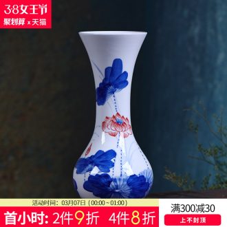 Jingdezhen ceramics Hand-painted scenery mei bottles of blue and white porcelain vase New Chinese flower arranging furnishing articles sitting room adornment