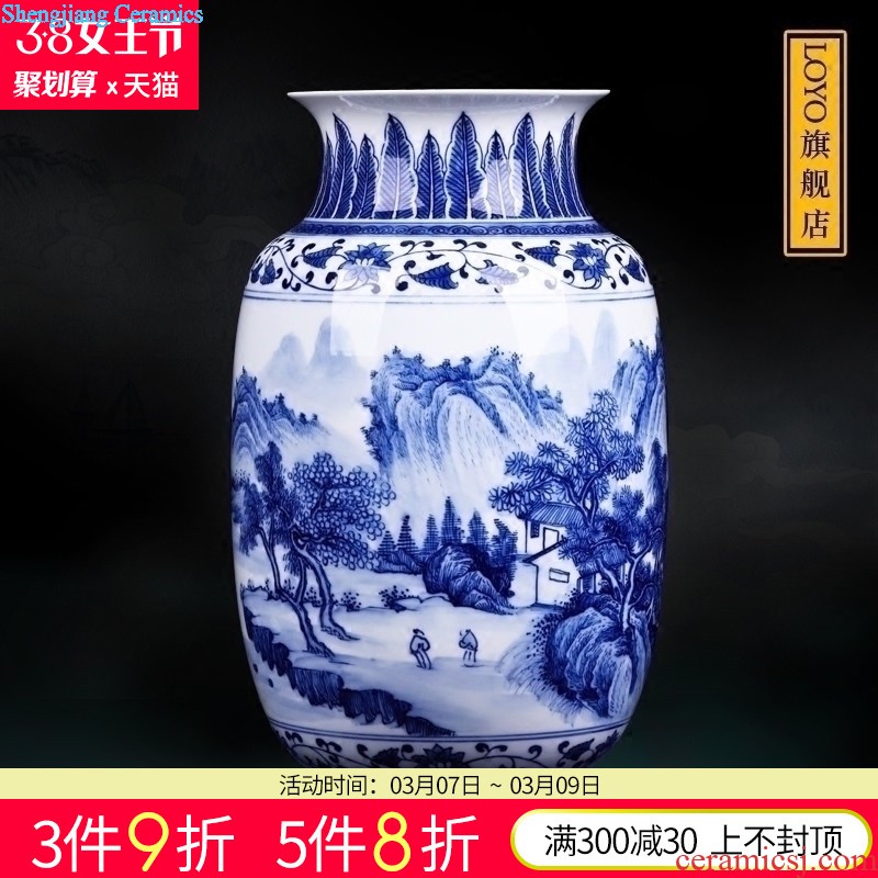 Jingdezhen ceramic storage tank snacks pot cover caddy archaize 20 jins barrel of blue and white porcelain decorative household items