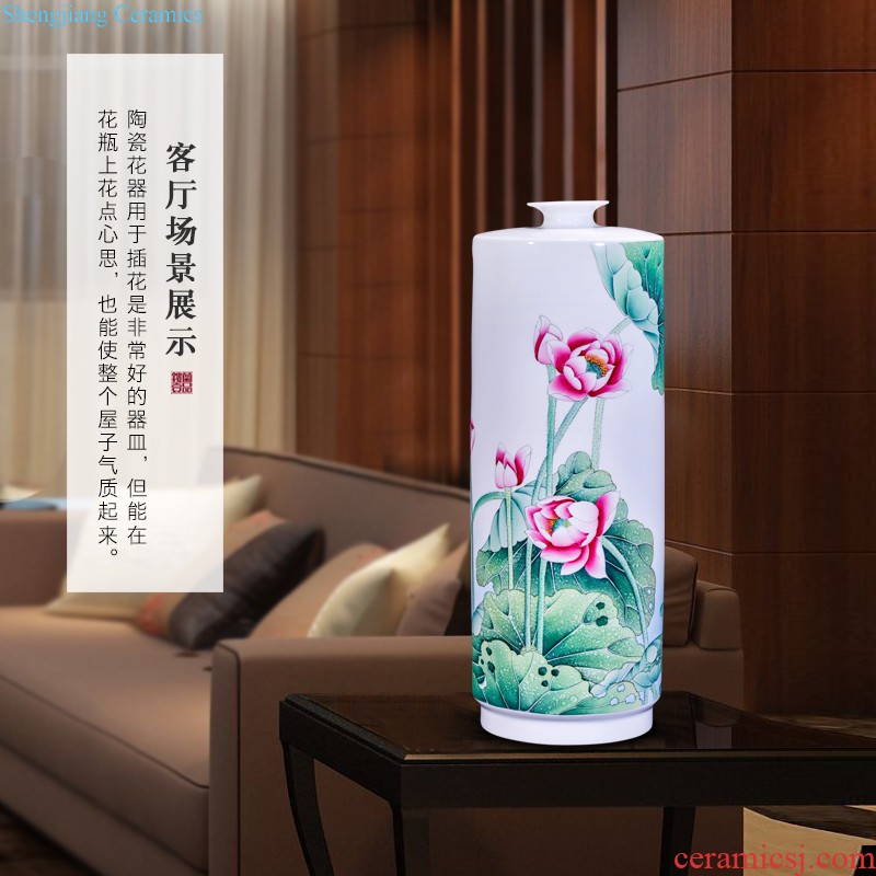 Jingdezhen ceramics hand-painted powder enamel new Chinese style household to decorate the sitting room of large cylinder collection cornucopia