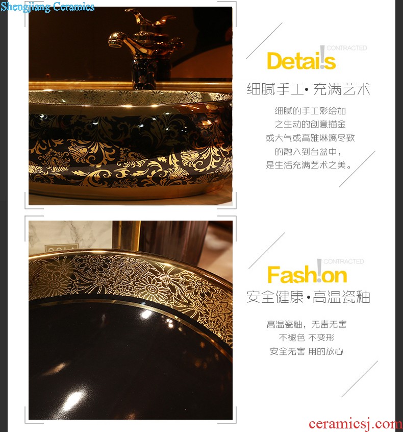 European style bathroom ceramic art basin washing a face blue square creative art stage basin sink new Chinese style