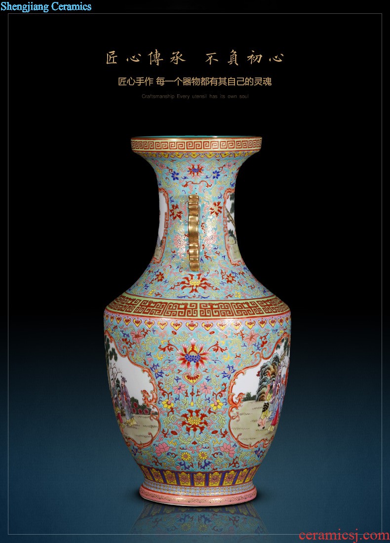 Jingdezhen ceramics furnishing articles imitation qing qianlong pastel bound branch grain ears gourd vases, Chinese style household decorations